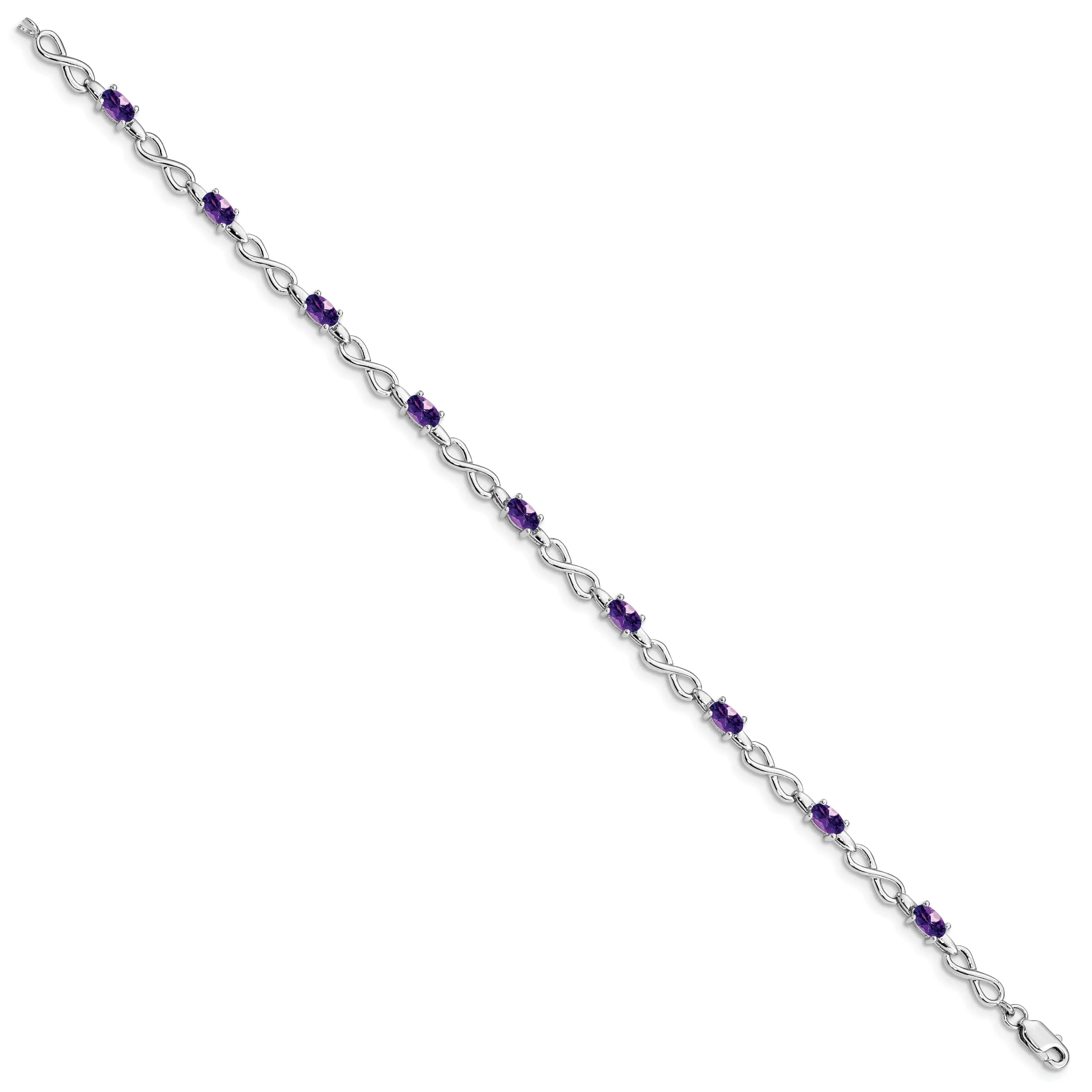 Silver Genuine Amethyst Gemstone Bracelet