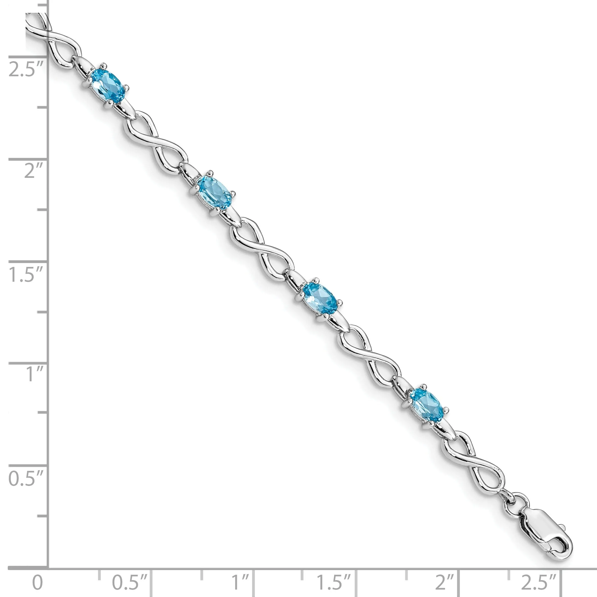 Silver Light Swiss Blue Topaz Gemstone Bracelet