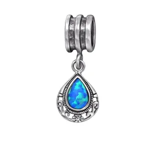 Silver Opal Tear Drop Charm Bead