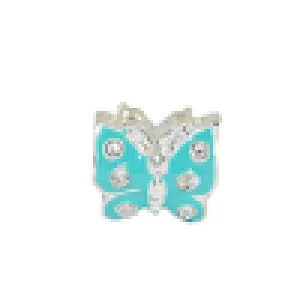 Silver Plated Aqua Enamel Butterfly Charm