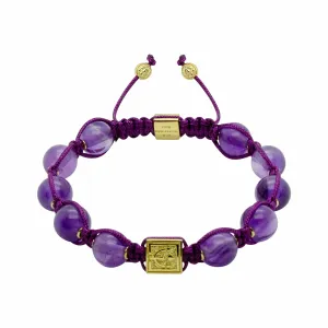Simply Royal  - Amethyst Macrame Bead Bracelet in Gold | 10MM