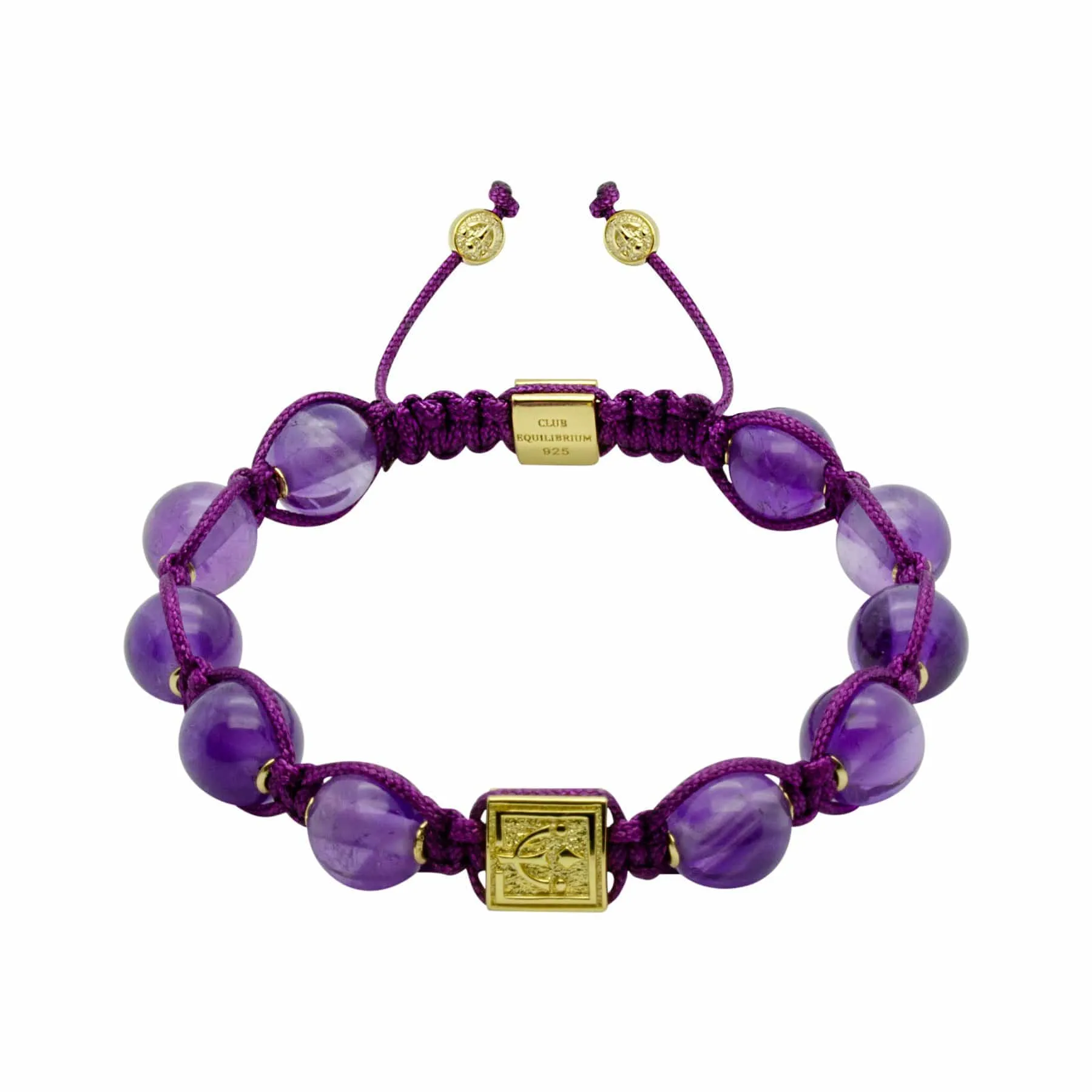 Simply Royal  - Amethyst Macrame Bead Bracelet in Gold | 10MM