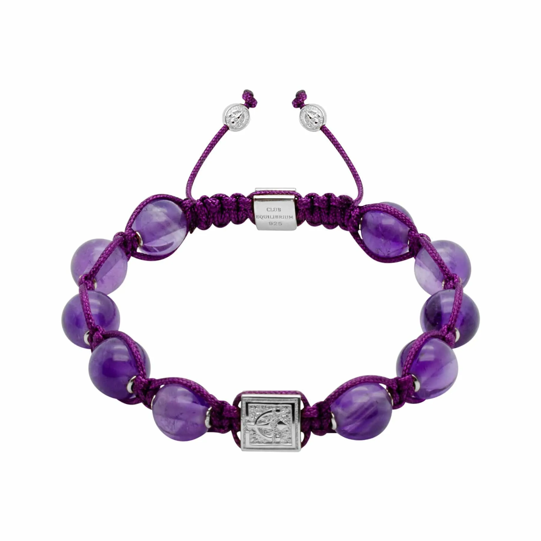 Simply Royal  - Amethyst Macrame Bead Bracelet in Gold | 10MM