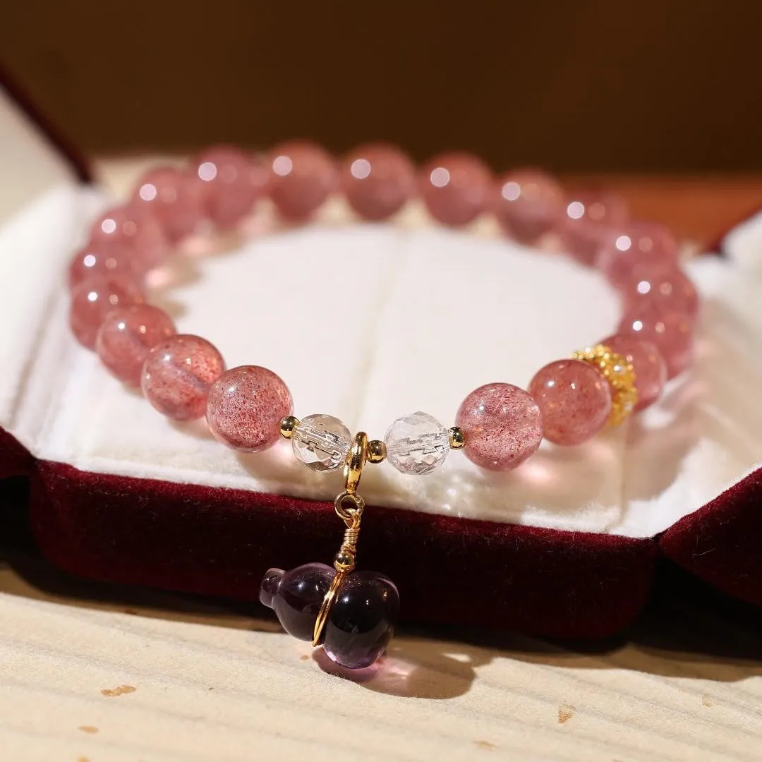 Single Circle Quartz Jade Strawberry Crystal String