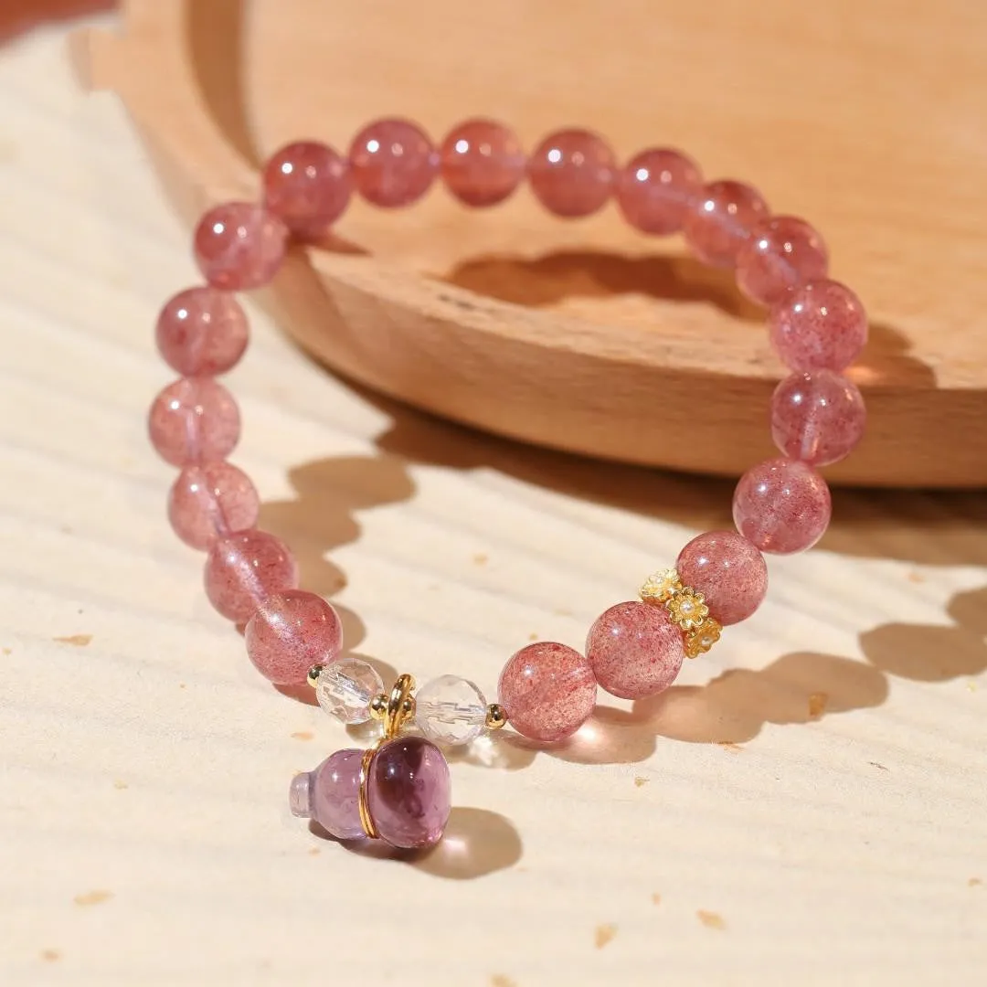 Single Circle Quartz Jade Strawberry Crystal String