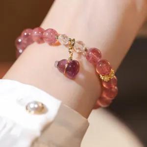 Single Circle Quartz Jade Strawberry Crystal String