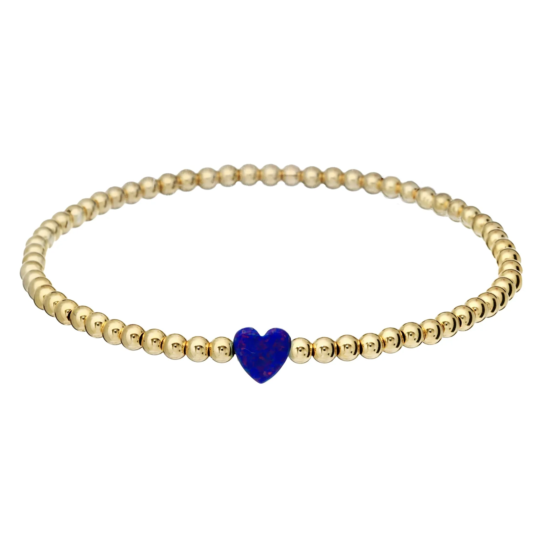 SINGLE HEART | Opal Charm and 14K Gold Filled Beads Bracelet - Small