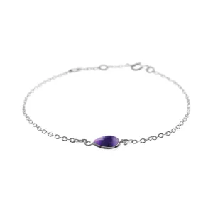 Single teardrop amethyst chain bracelet