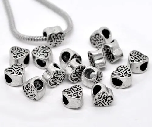 Sis Heart European Bead Compatible for Most European Snake Chain Bracelet