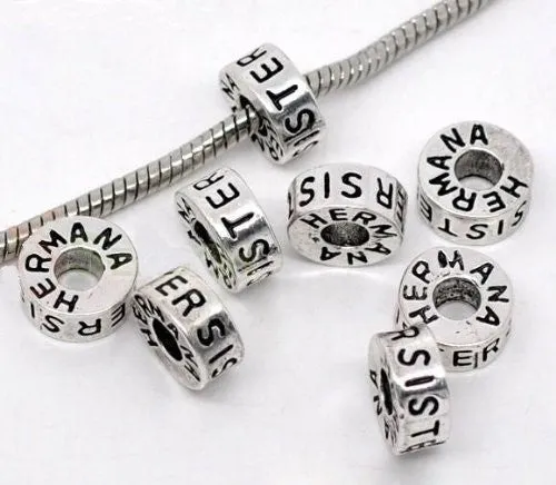 Sister Spacer European Bead Compatible for Most European Snake Chain Bracelet