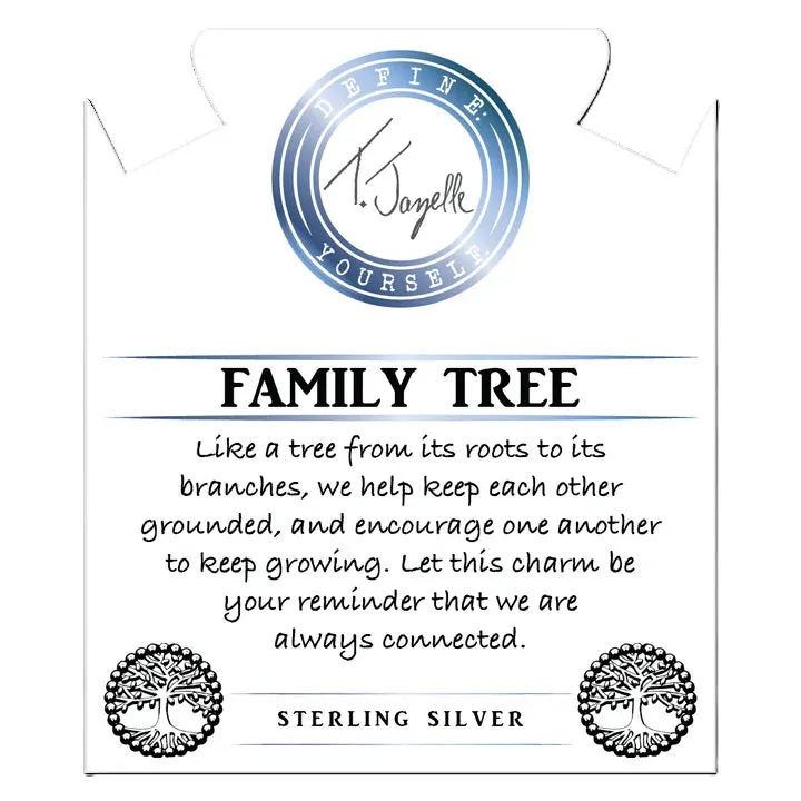 Sky Blue Jade Gemstone Bracelet with Family Tree Sterling Silver Charm