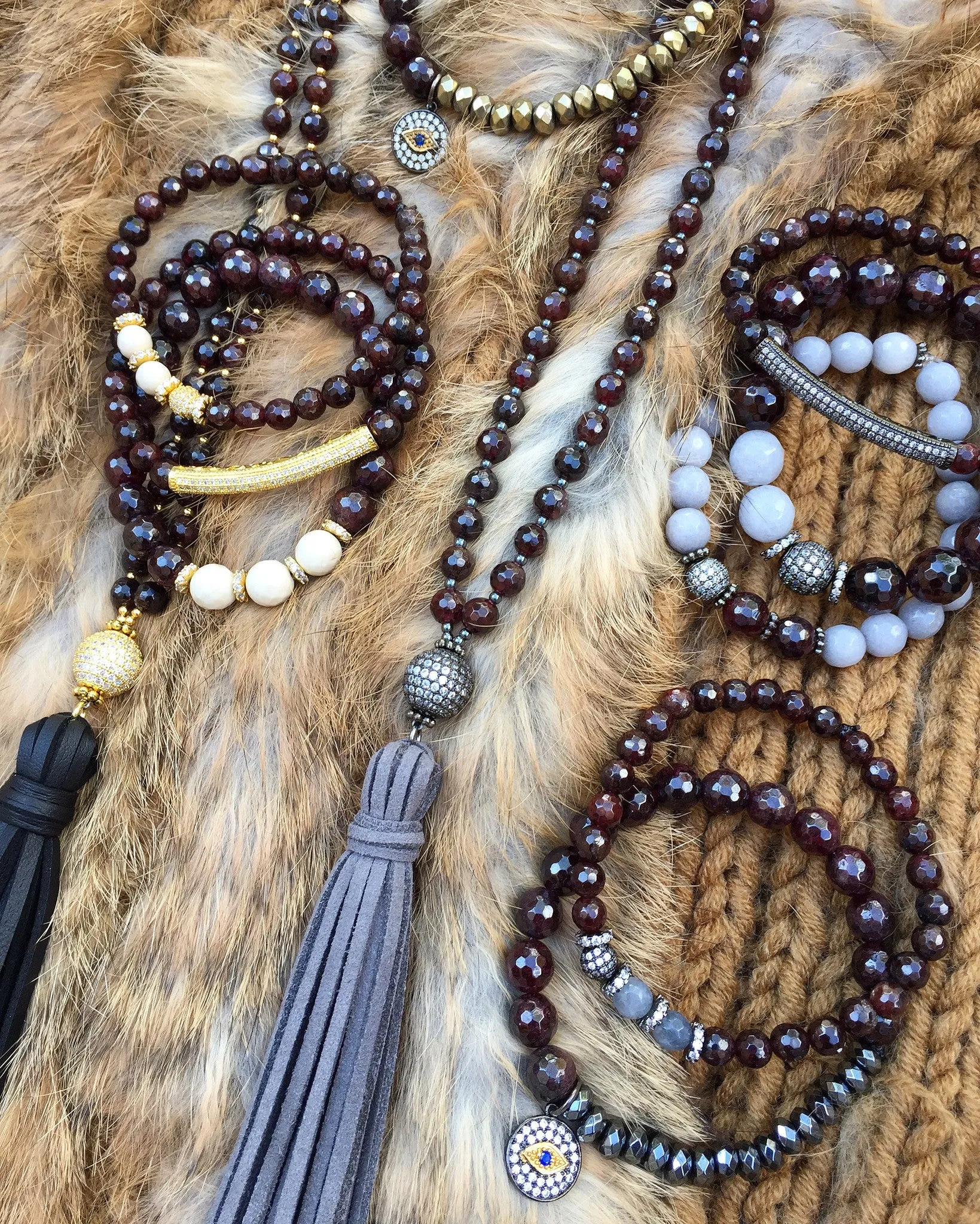 SKYLER GUNMETAL garnet/gray jade