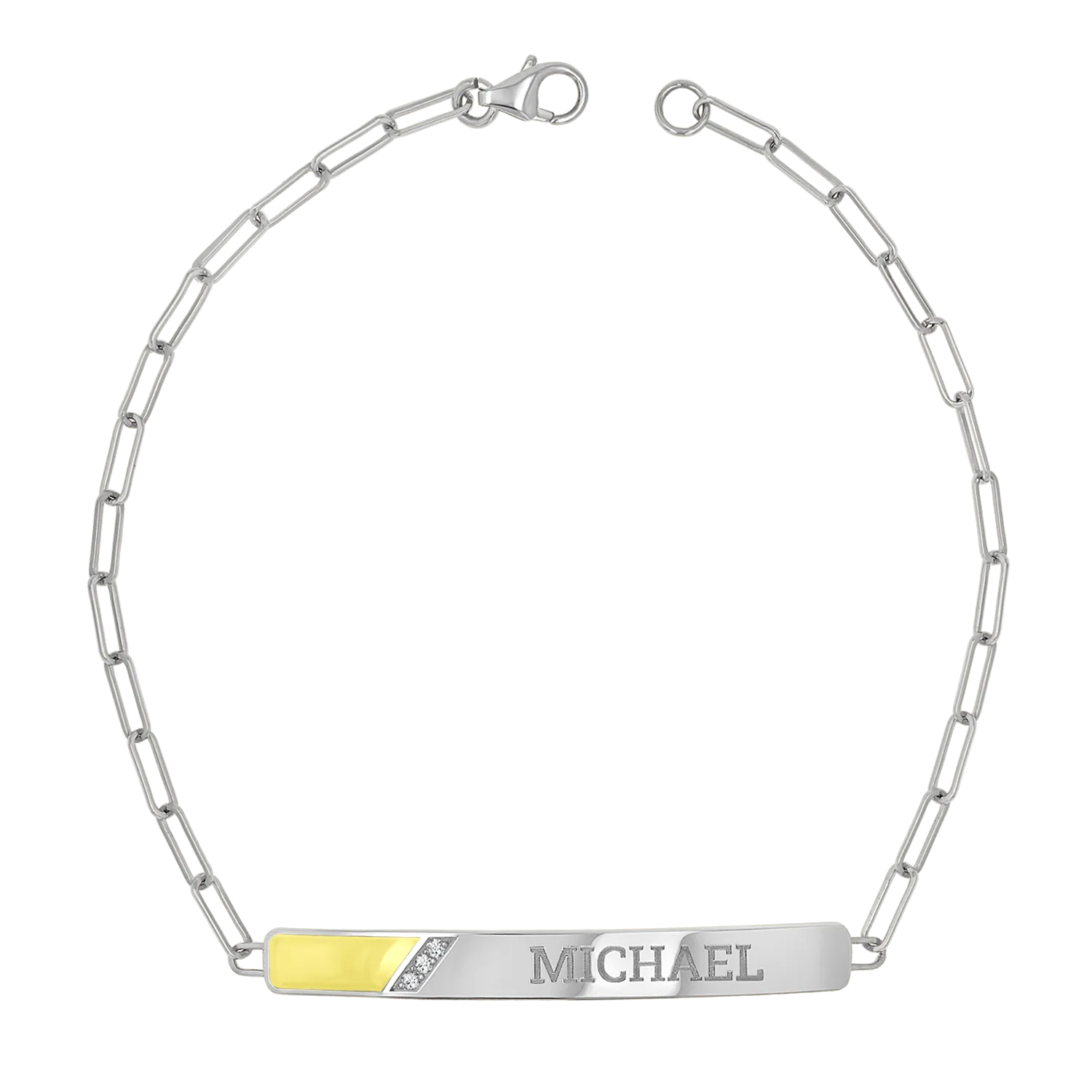 Slash Engravable Bracelet with Diamond Accents