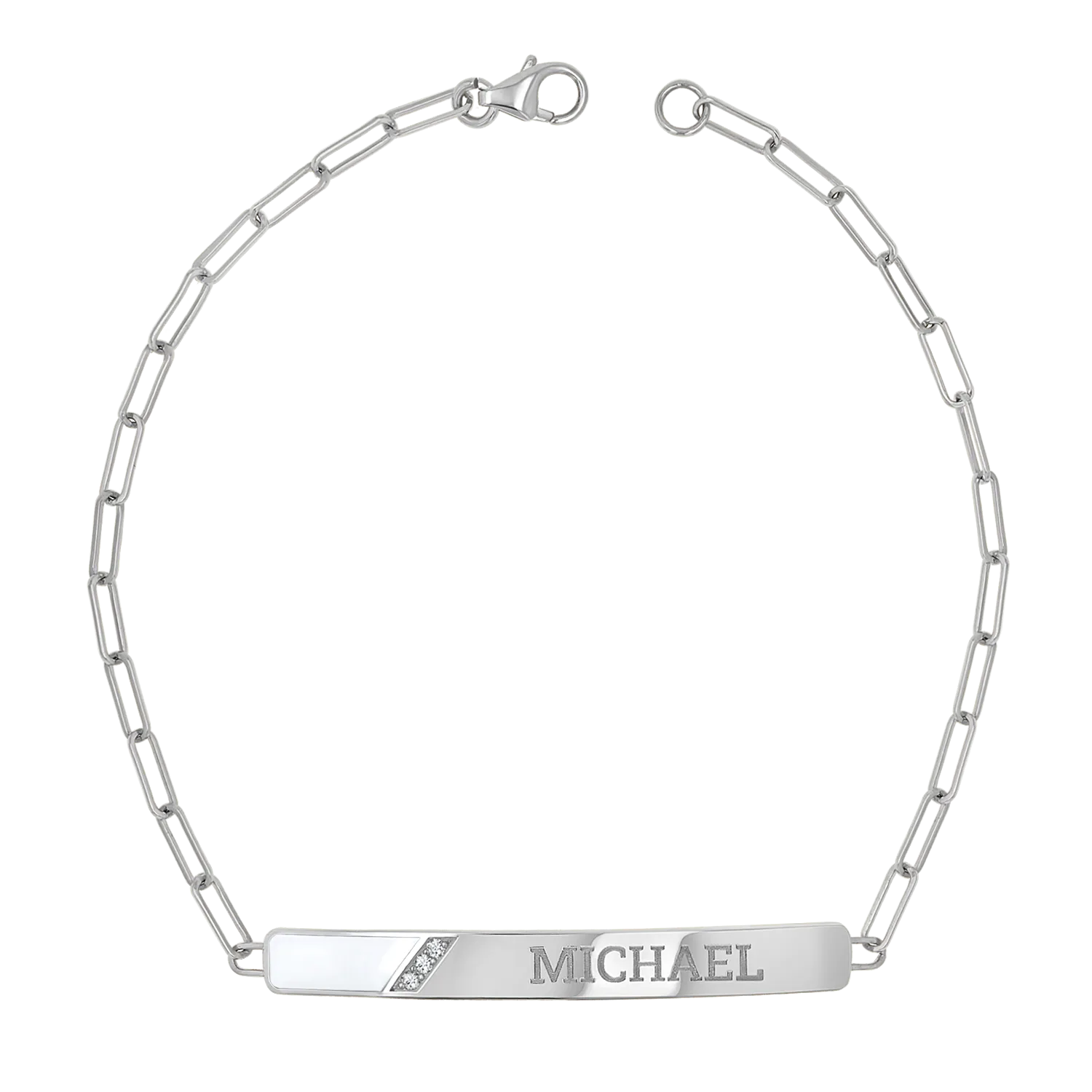 Slash Engravable Bracelet with Diamond Accents