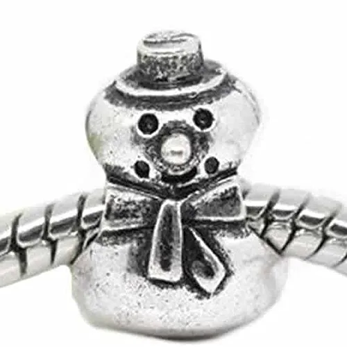 Snowman Spacer Beads for Snake Chain Charm Bracelet