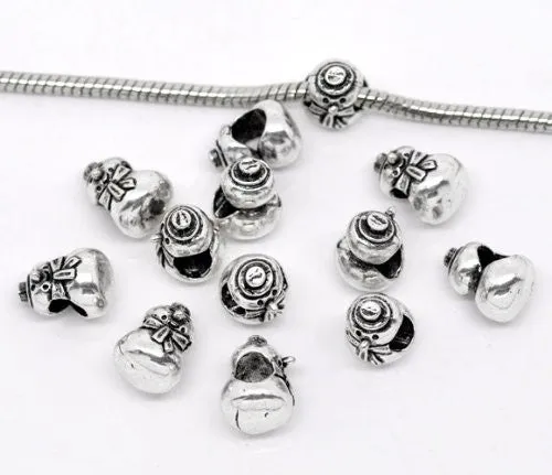 Snowman Spacer Beads for Snake Chain Charm Bracelet