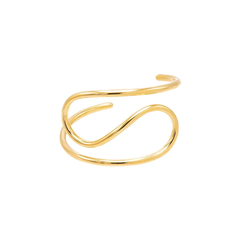 Solid Thin Swirled Curved Cuff Bangle Bracelet