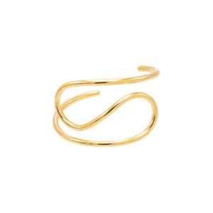Solid Thin Swirled Curved Cuff Bangle Bracelet