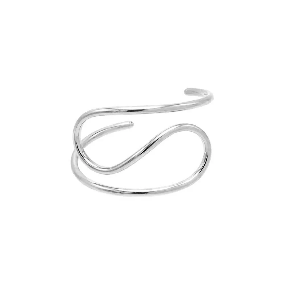Solid Thin Swirled Curved Cuff Bangle Bracelet