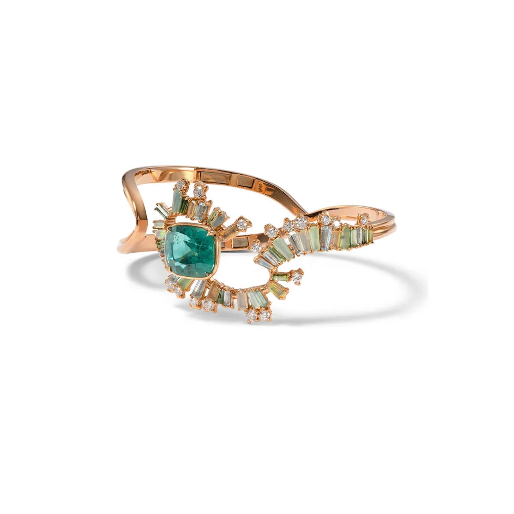 Solitaire Fray Open Cuff Bracelet