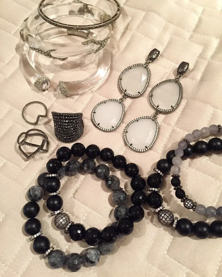 SOPHIA GUNMETAL gray jade/onyx