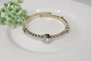 Spring Cuff with larger stone- White Opal