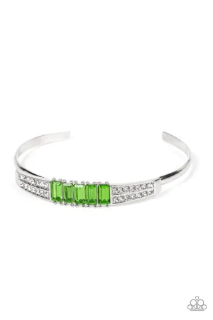 Spritzy Sparkle - Green - Emerald Cut Rhinestone Paparazzi Cuff Bracelet