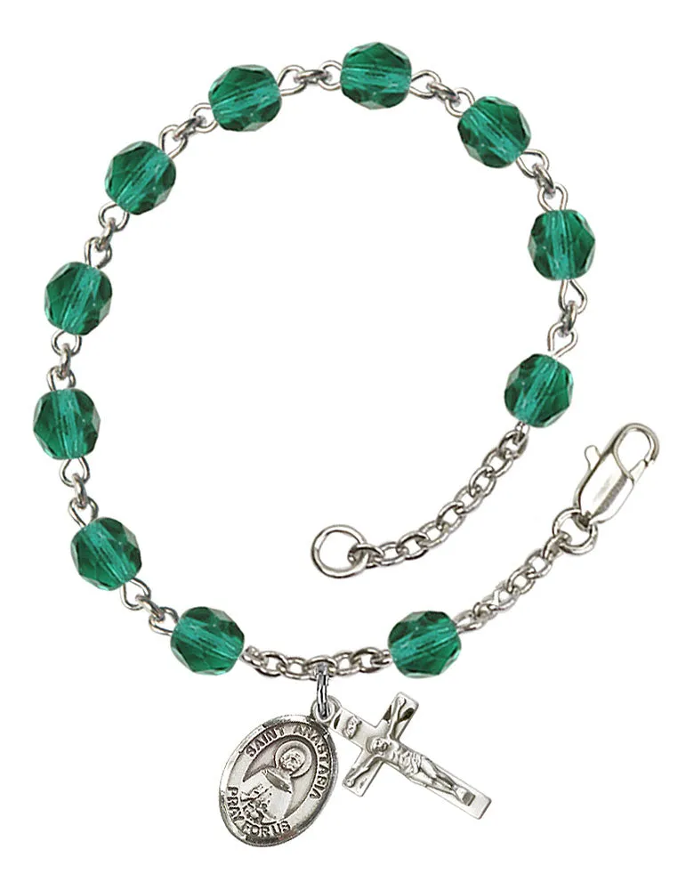 St. Anastasia Custom Birthstone Rosary Bracelet