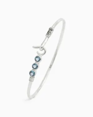 St. John Hook Bracelet with Triple Stones, 2mm - London Blue Topaz
