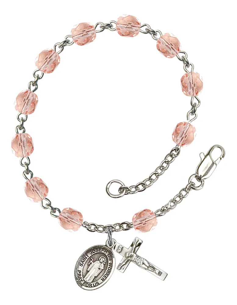St. Joseph the Worker Custom Birthstone Rosary Bracelet