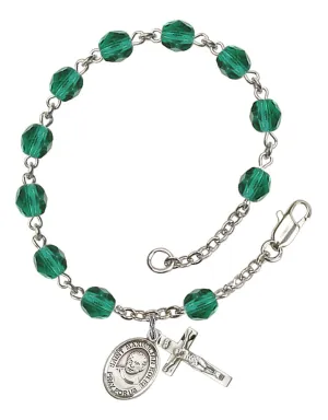 St. Maximilian Kolbe Custom Birthstone Rosary Bracelet