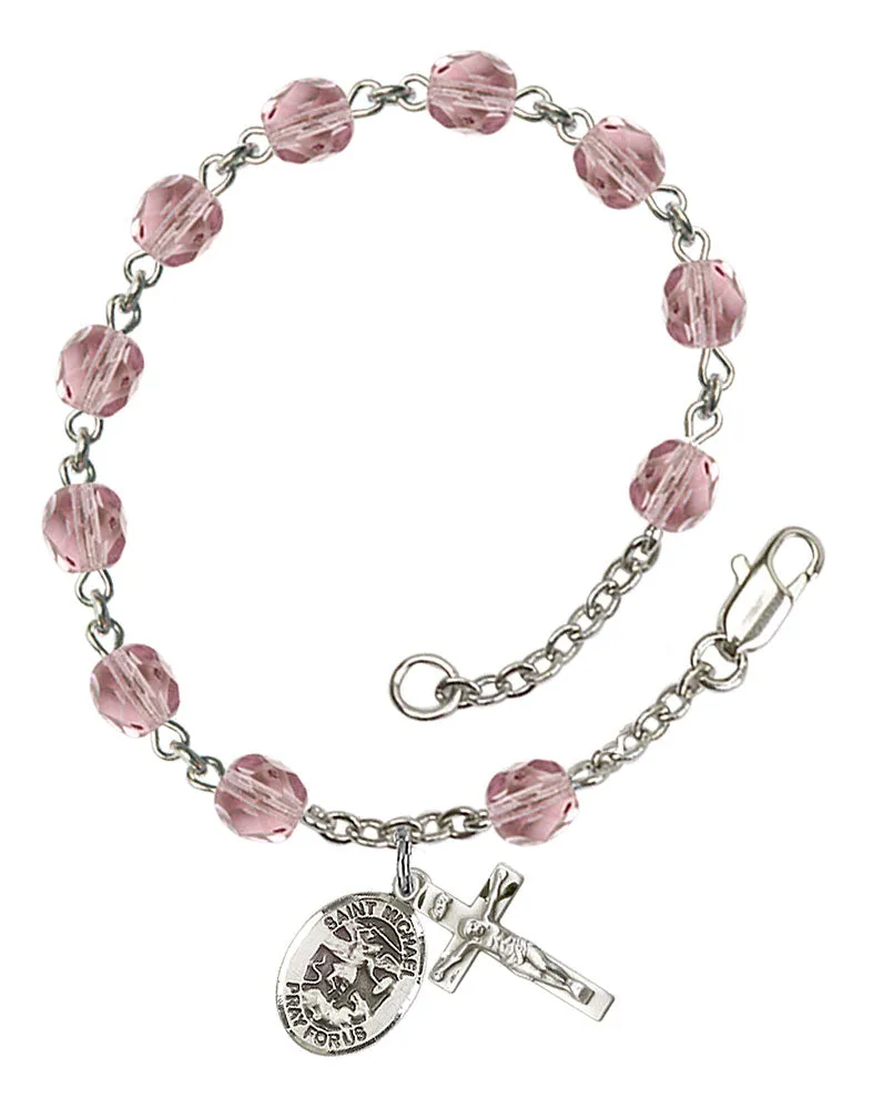 St. Michael the Archangel Custom Birthstone Rosary Bracelet