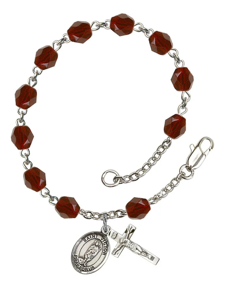 St. Victor of Marseilles Custom Birthstone Rosary Bracelet
