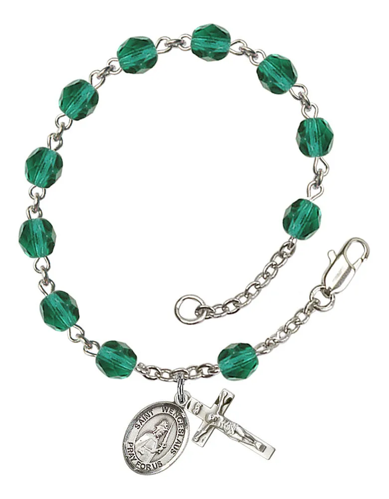 St. Wenceslaus Custom Birthstone Rosary Bracelet