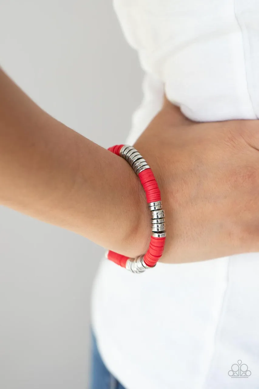 Stacked in Your Favor Red Paparazzi Bracelet
