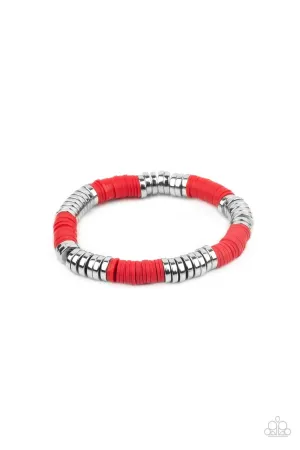 Stacked in Your Favor Red Paparazzi Bracelet