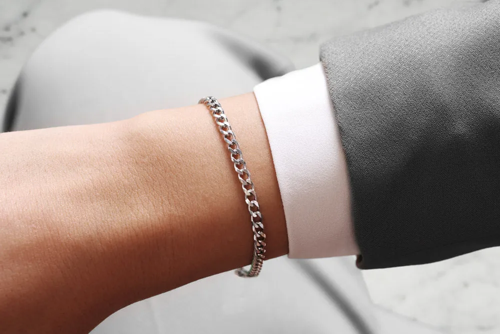 Stainless Steel Bracelet With Hawkeye Links Silver Colour