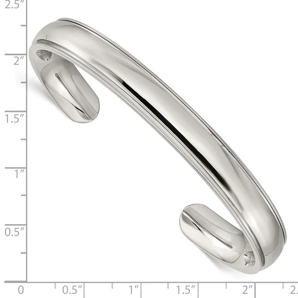 Stainless Steel Polished and Grooved Bangle