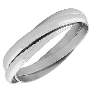 Stainless Steel Silver-Tone Womens Three Interlocked Classic Bangle Bracelets