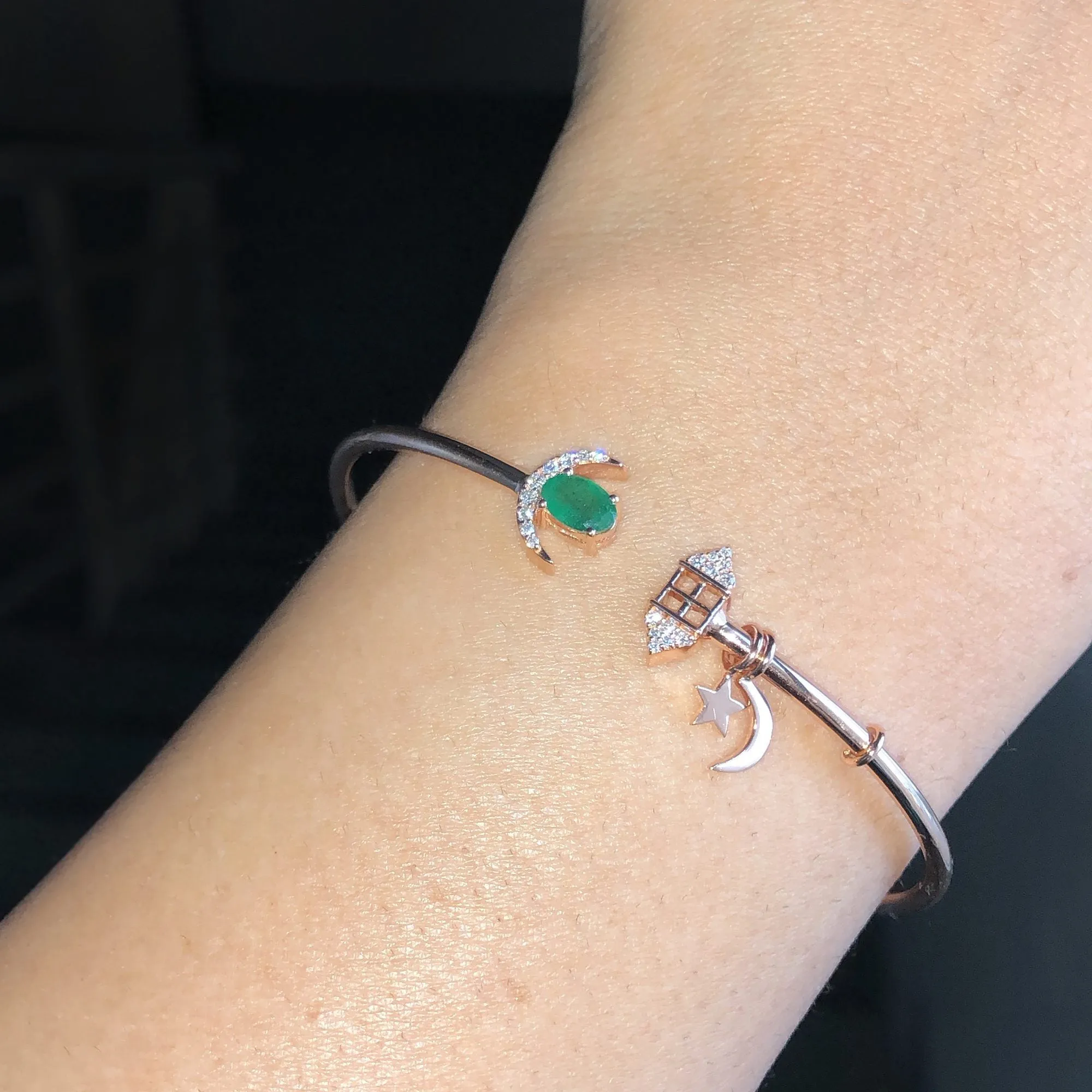 Star-moon Charm Cuff Bangle