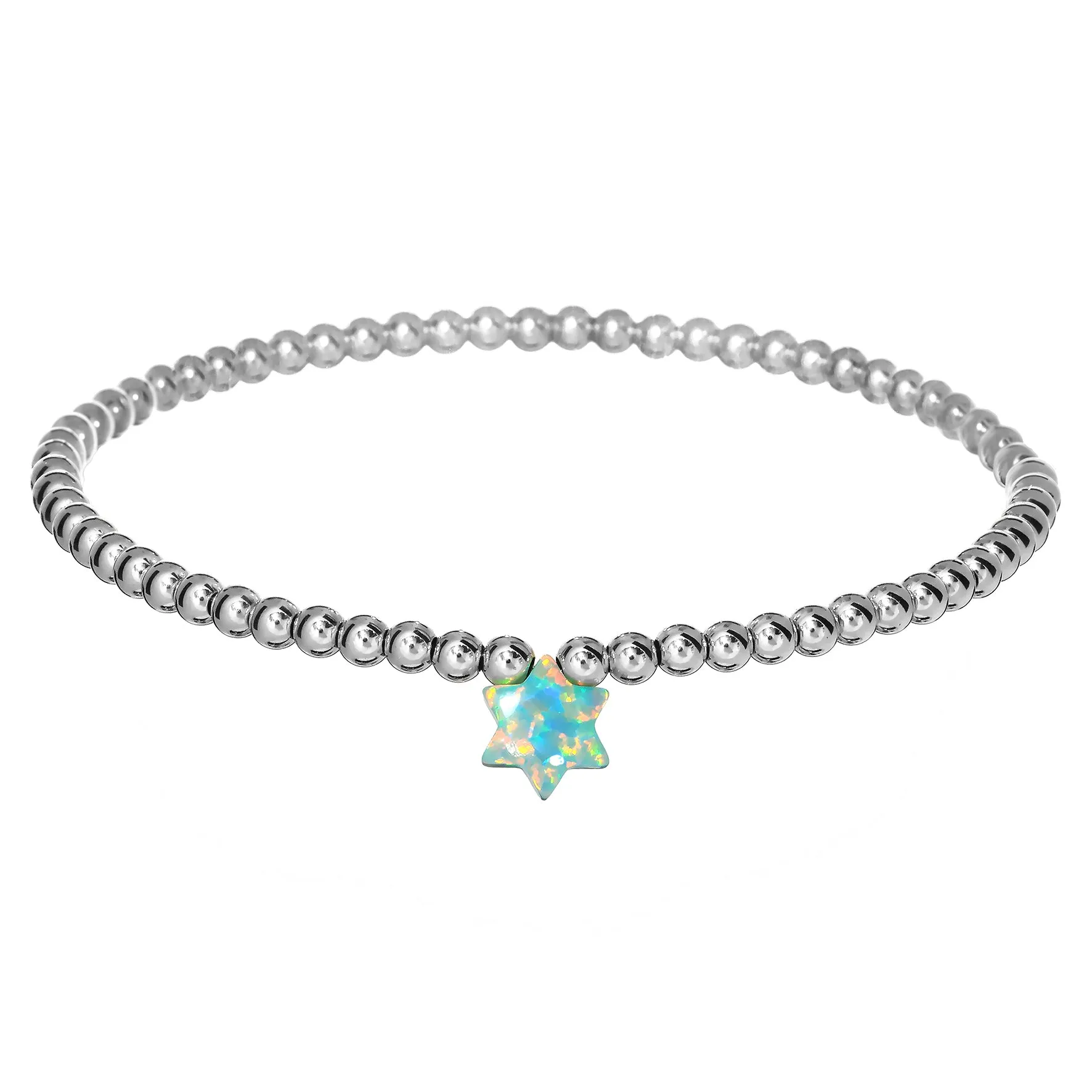STAR OF DAVID | Opal Charm and 14K Gold Filled Beads Bracelet