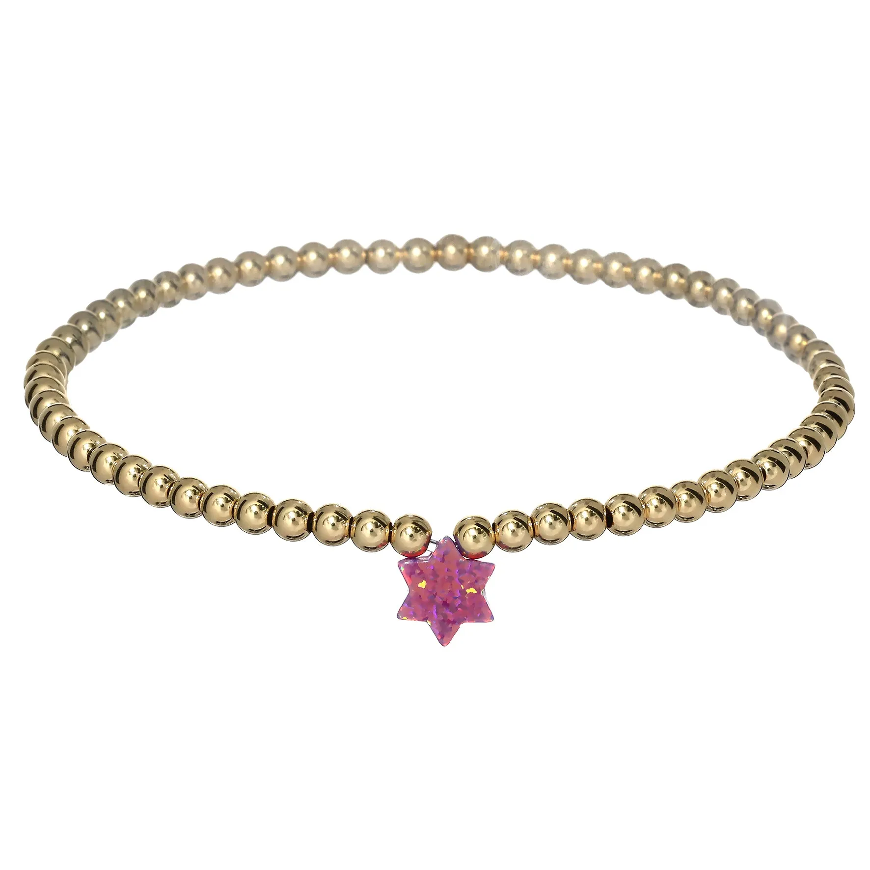 STAR OF DAVID | Opal Charm and 14K Gold Filled Beads Bracelet