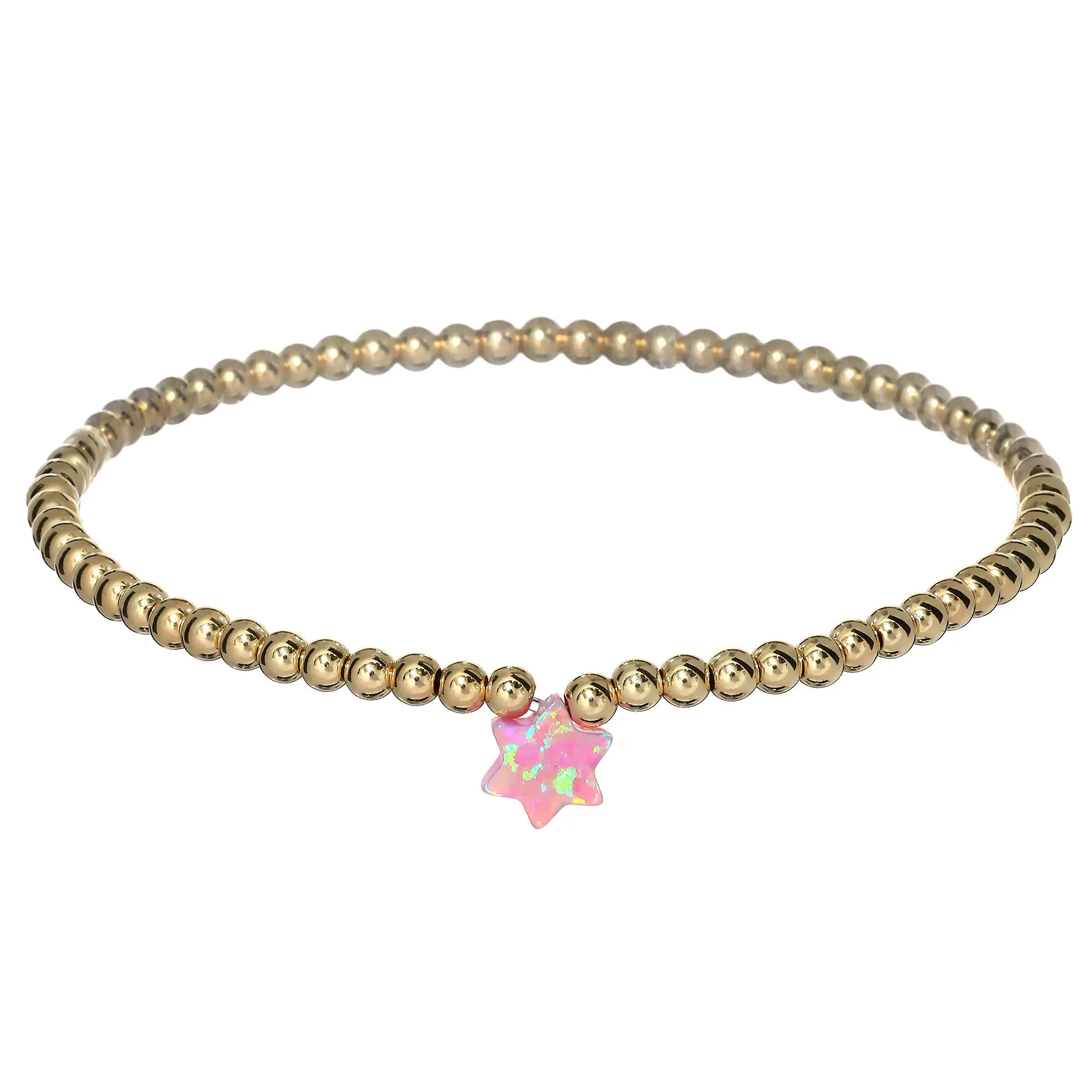 STAR OF DAVID | Opal Charm and 14K Gold Filled Beads Bracelet