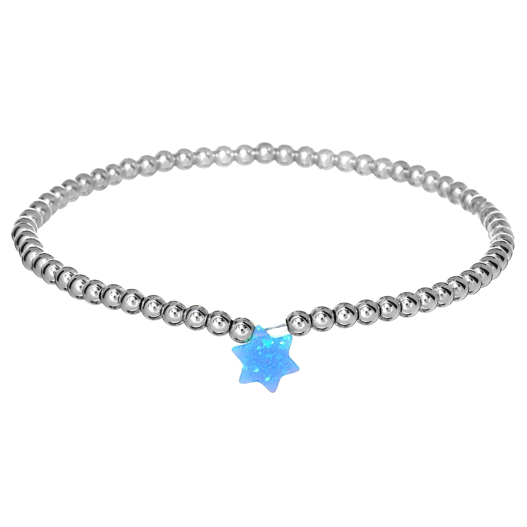 STAR OF DAVID | Opal Charm and 14K Gold Filled Beads Bracelet