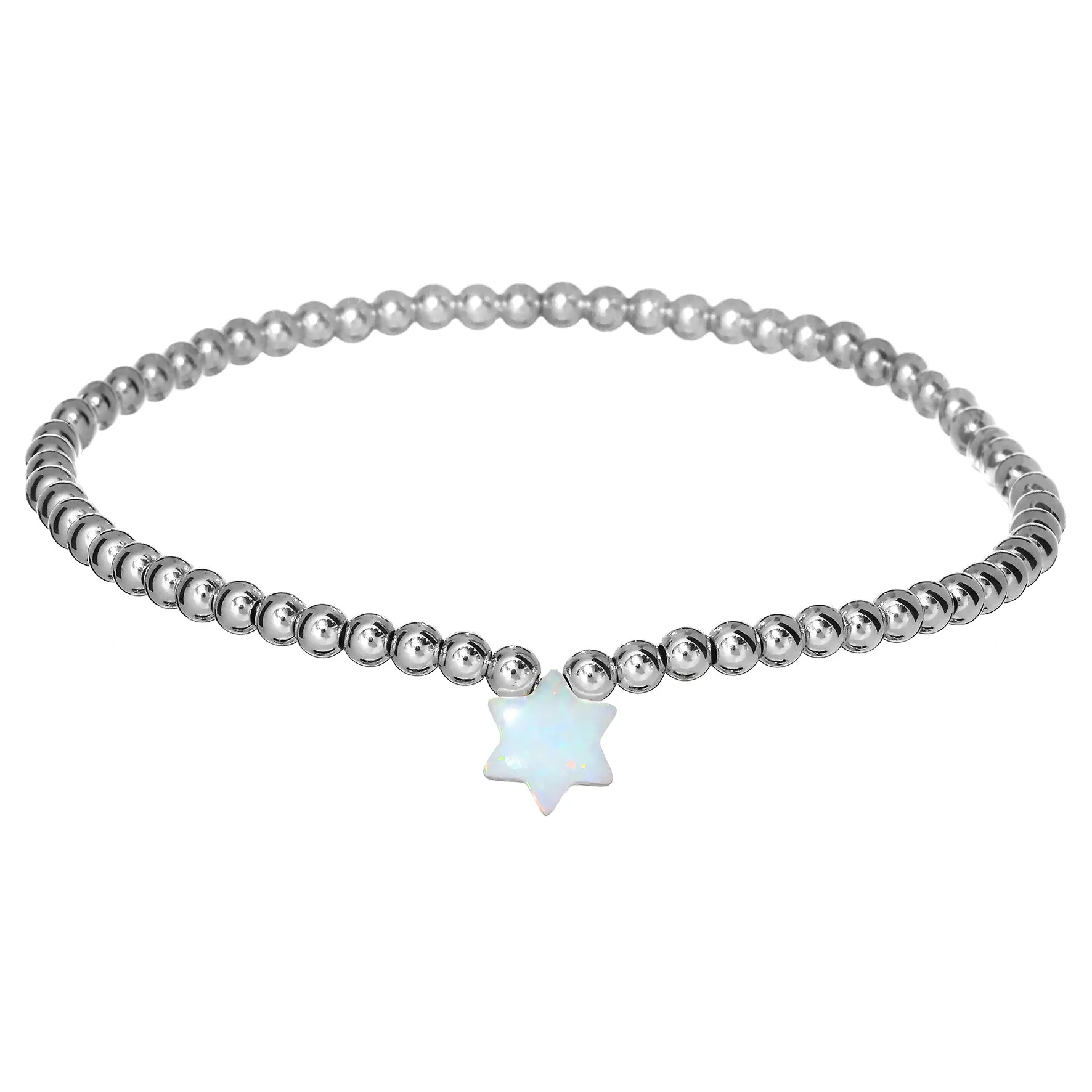 STAR OF DAVID | Opal Charm and 14K Gold Filled Beads Bracelet