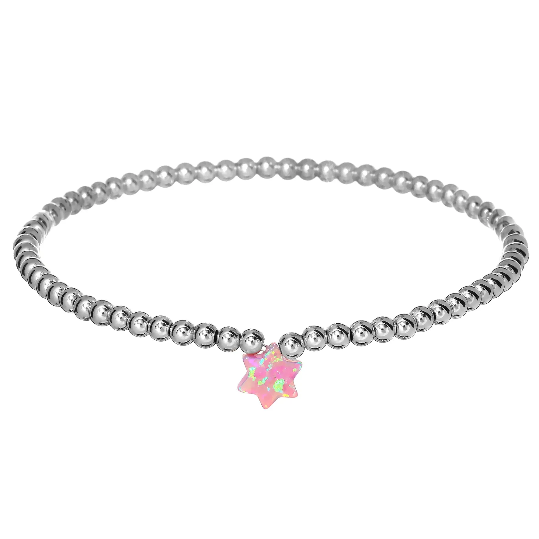 STAR OF DAVID | Opal Charm and 14K Gold Filled Beads Bracelet