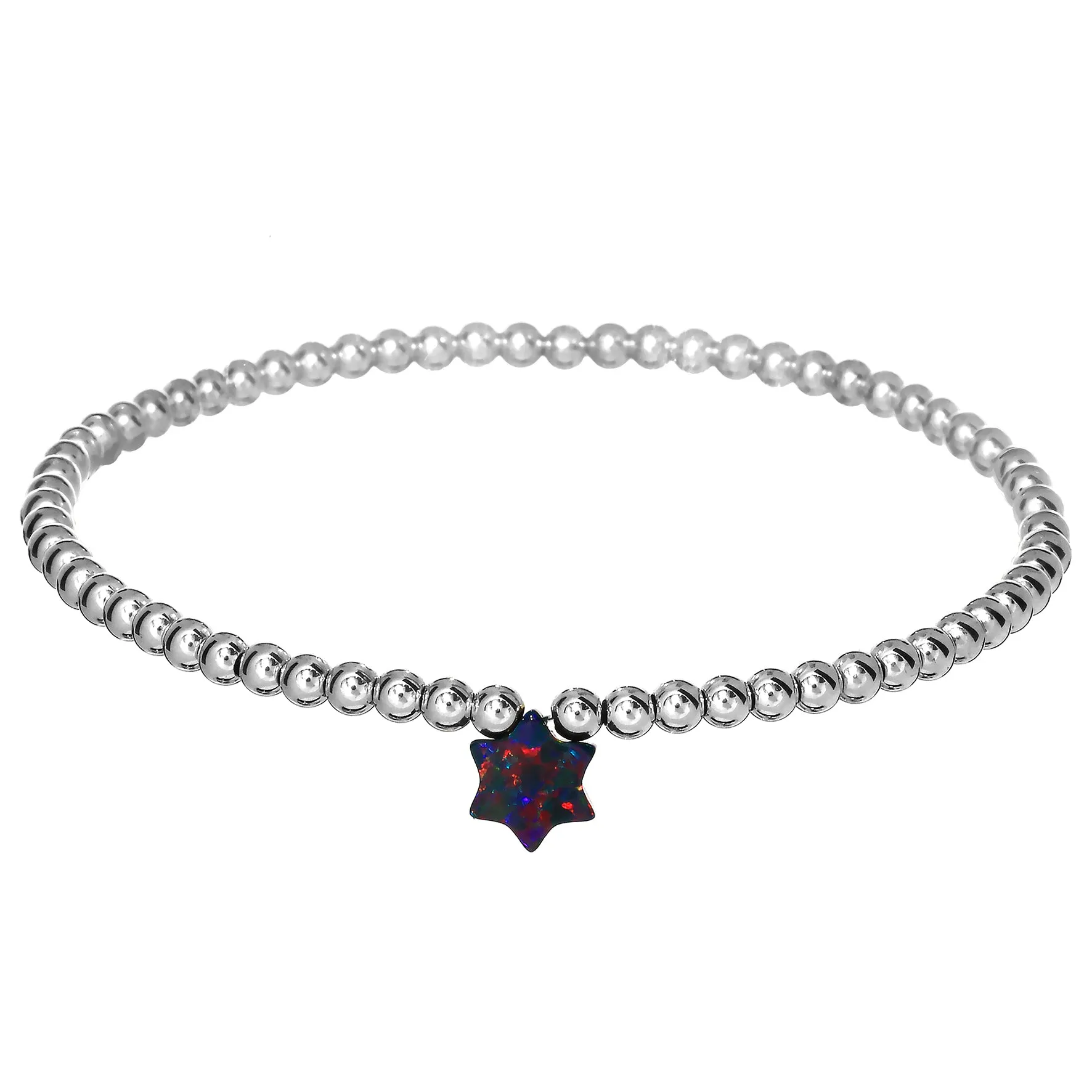 STAR OF DAVID | Opal Charm and 14K Gold Filled Beads Bracelet