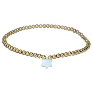 STAR OF DAVID | Opal Charm and 14K Gold Filled Beads Bracelet