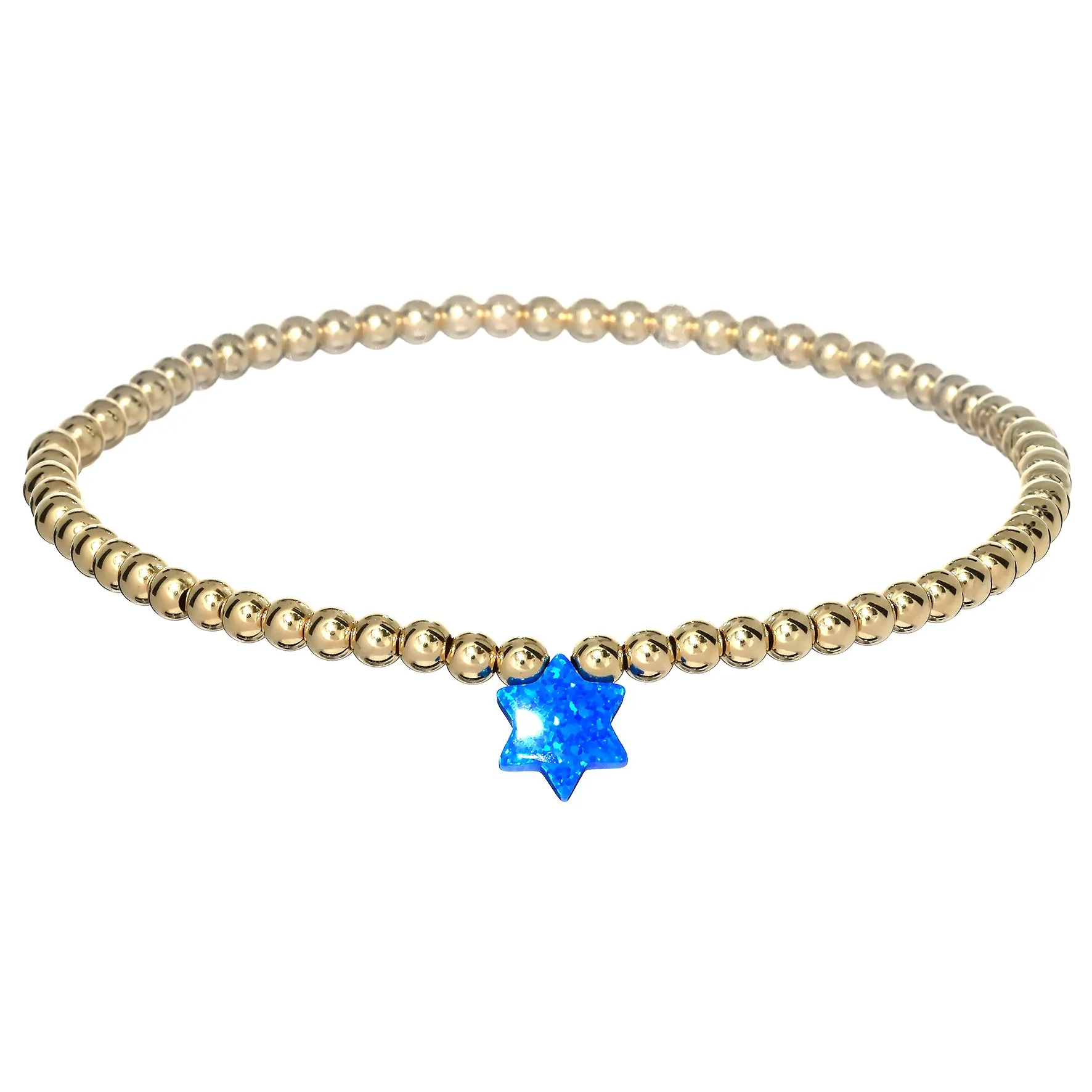 STAR OF DAVID | Opal Charm and 14K Gold Filled Beads Bracelet