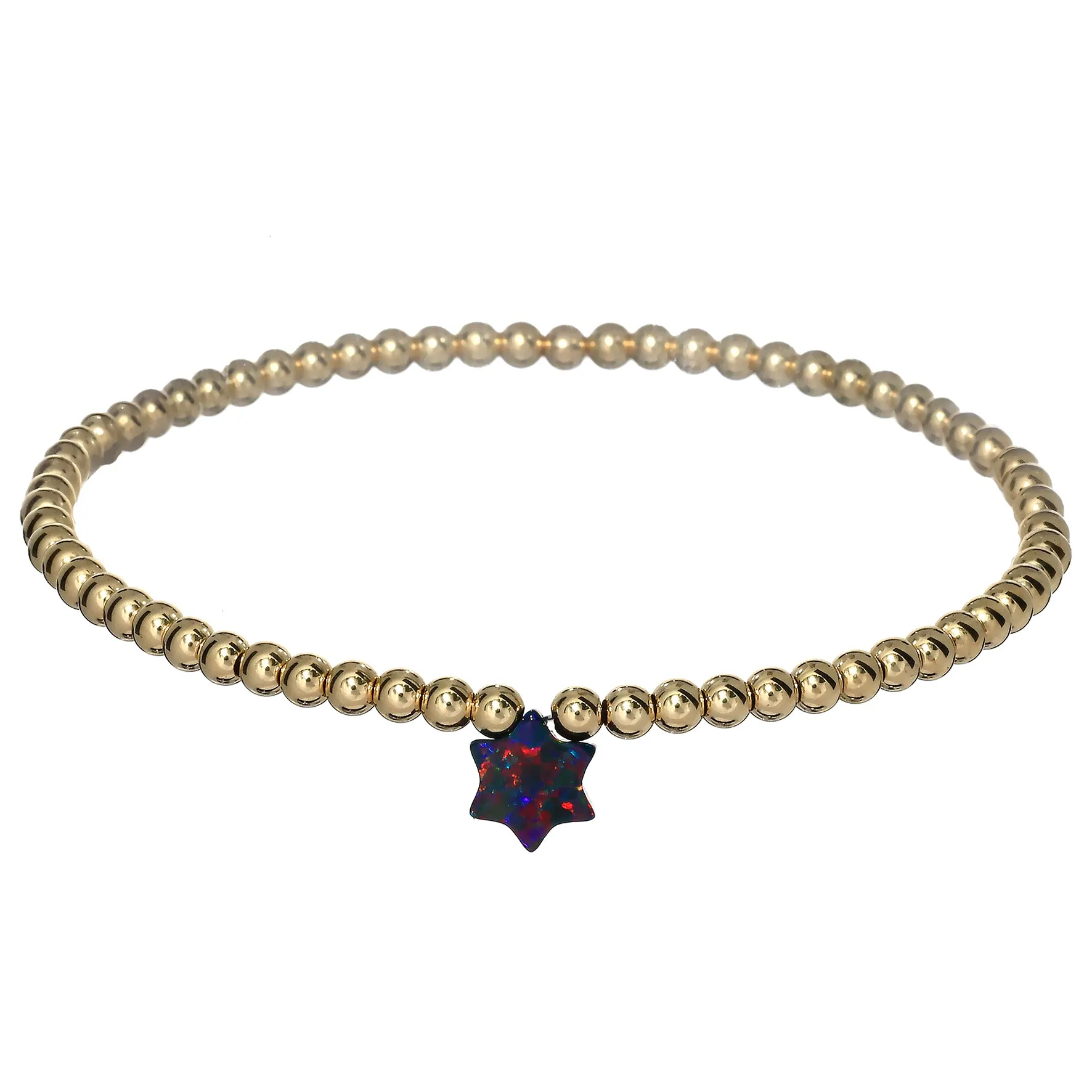 STAR OF DAVID | Opal Charm and 14K Gold Filled Beads Bracelet